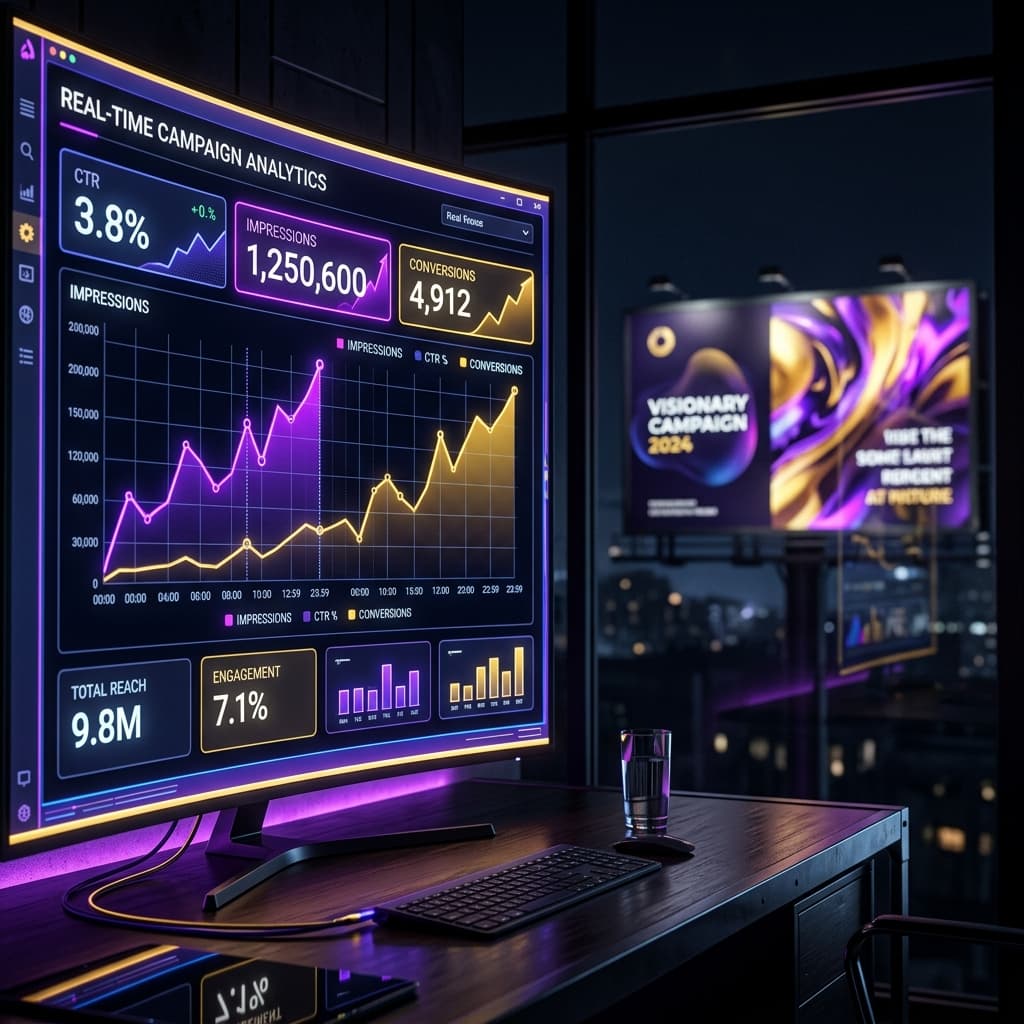 Digital marketing campaign metrics and ROI tracking dashboard